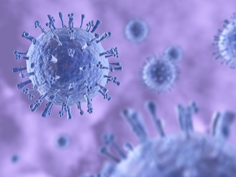 Macro image of H1N1 swine influenza virus cells