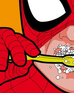 homem-aranha-escovando-dentes